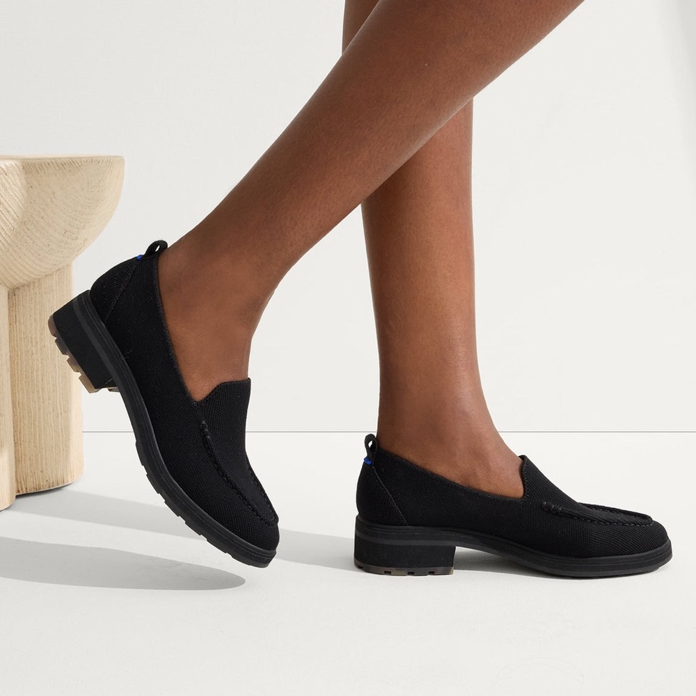 Rothy's Black Knit Slip-On Loafers
